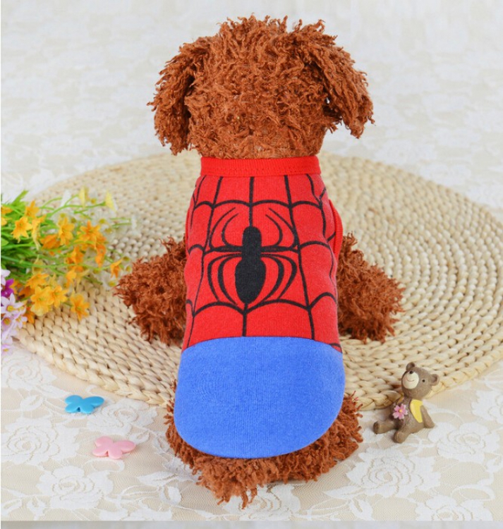 Animal pet supplies Puppy teddy vest Flannel vest Spiderman XS S M L XL price for 2 pcs