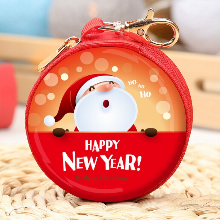Christmas series Christmas tree santa claus Round coin purse Pendant keychain 6 models price for 10 pcs Color mixing