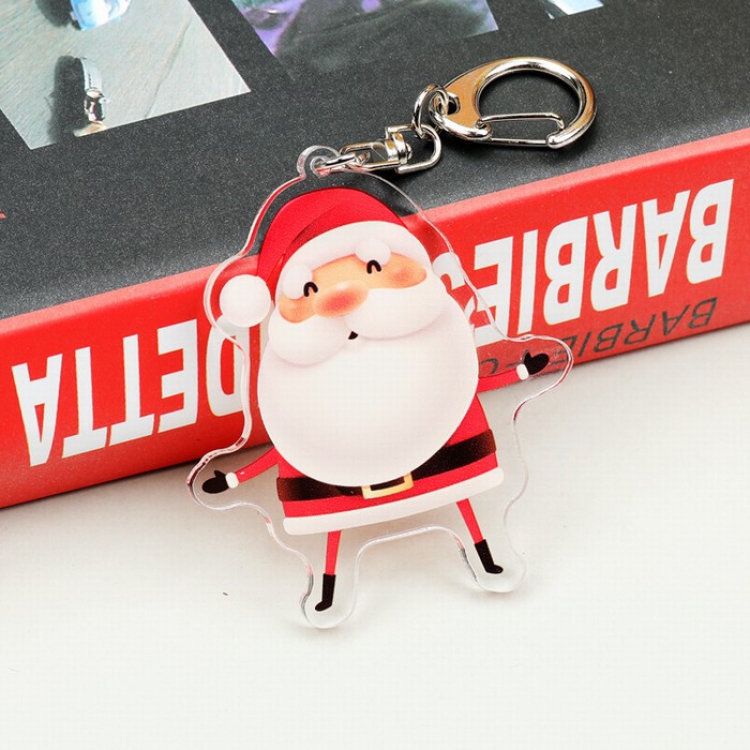 Christmas series Christmas tree santa claus Transparent acrylic Pendant keychain 4 models price for 10 pcs Color mixing