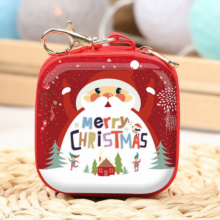 Christmas series Christmas tree santa claus Square coin purse Pendant keychain 6 models price for 10 pcs Color mixing