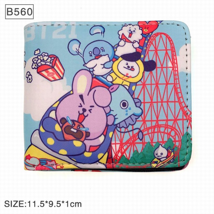 BTS BT21 puppy Full color twill two fold short wallet Purse B560