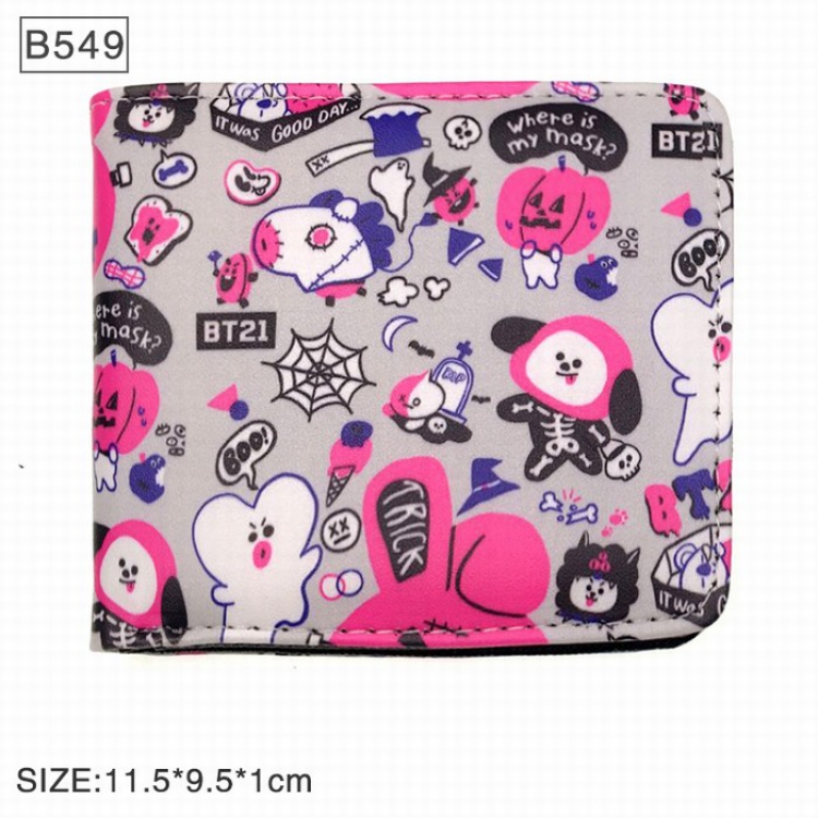 BTS BT21 puppy Full color twill two fold short wallet Purse B549