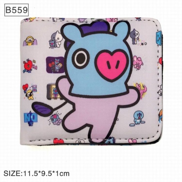 BTS BT21 pony Full color twill two fold short wallet Purse B559