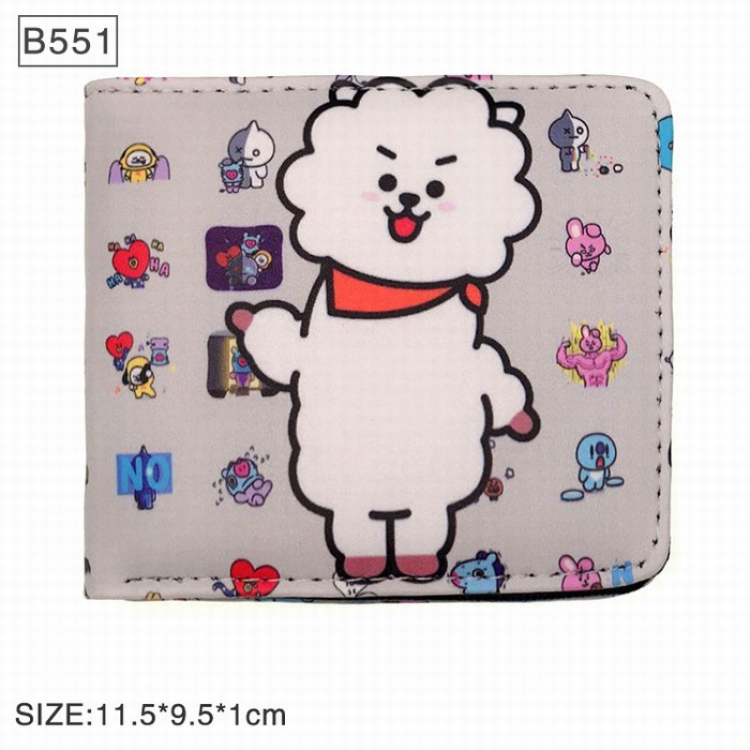 BTS BT21 lamb Full color twill two fold short wallet Purse B551