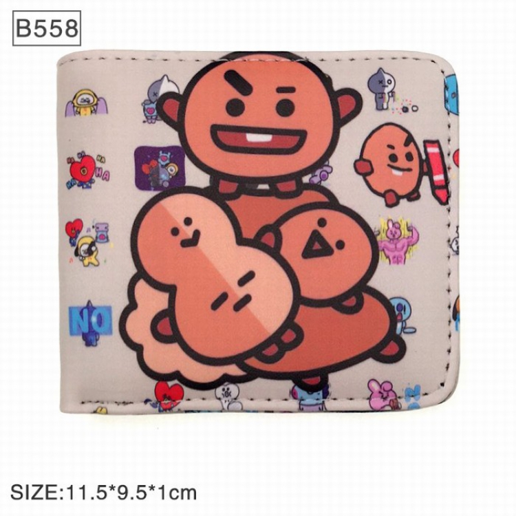 BTS BT21 Biscuits Full color twill two fold short wallet Purse B558