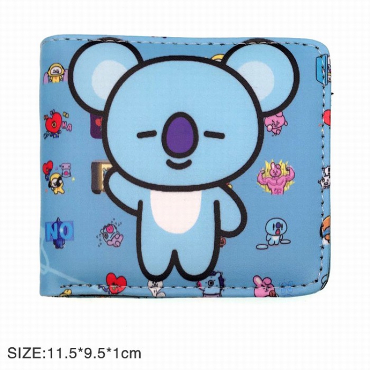 BTS BT21 Koala Full color twill two fold short wallet Purse