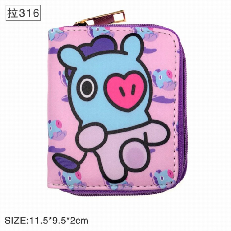 BTS BT21 Twill two fold short wallet zipper 316