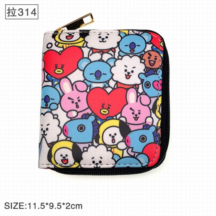 BTS BT21 Twill two fold short wallet zipper 314