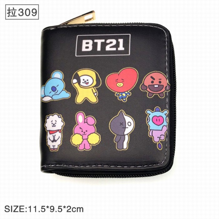 BTS BT21 Twill two fold short wallet zipper 309