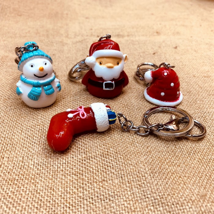 Christmas series Key Chain Pendant 4 models price for 10 pcs mixed colors