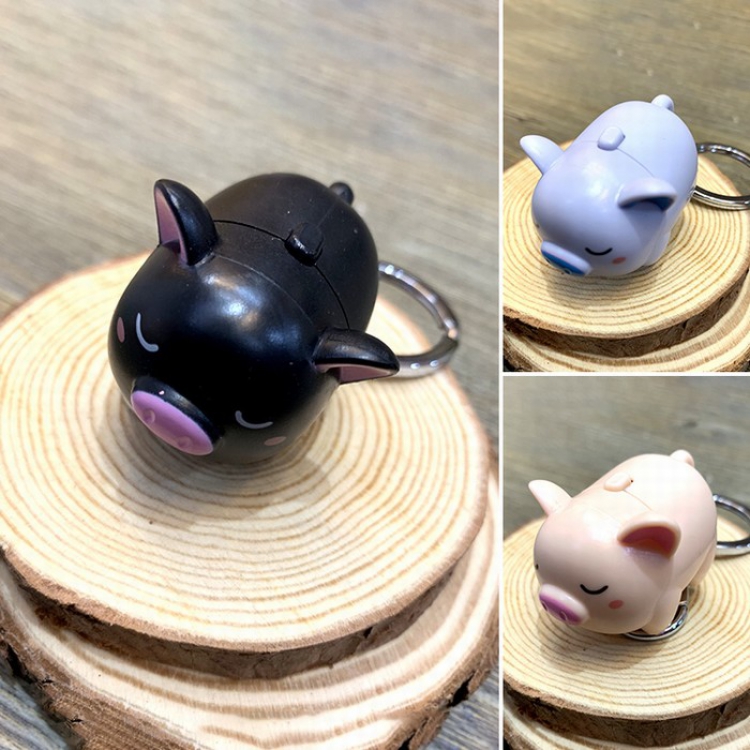 Glowing sound pig Cute creative cartoon keychain pendant 3 colors price for 5 pcs mixed colors
