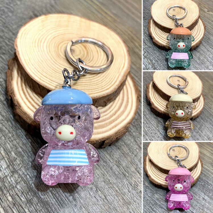 Ice cracked pig Cute creative cartoon keychain pendant 4 colors price for 5 pcs mixed colors