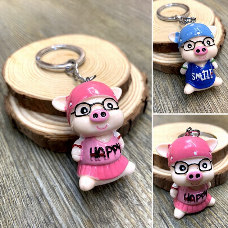 Fashion pig Cute creative cartoon keychain pendant 3 colors price for 5 pcs mixed colors