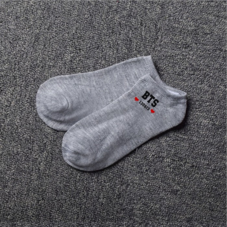 BTS gray Cotton socks 18CM 17G price for 5 pcs