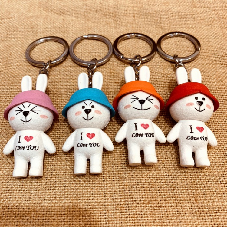 Love rabbit Cute creative cartoon keychain pendant price for 4 pcs Color mixing