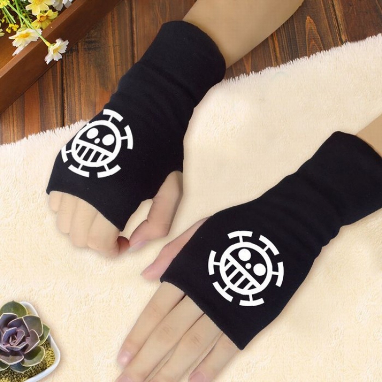 One Piece Trafalgar Law Black printed half finger gloves Scrub bag package