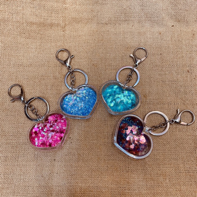 Quicksand heart Keychain pendant 4 models price for 4 pcs a set mixed colours