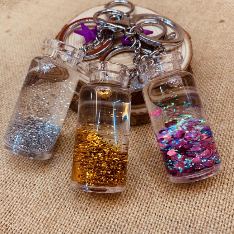 Quicksand drift bottle Keychain pendant 3 models price for 3 pcs a set mixed colours