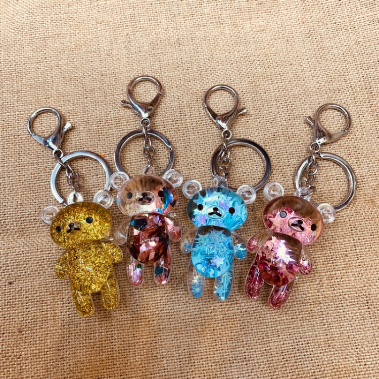 Quicksand standing bear Keychain pendant 4 models price for 4 pcs a set mixed colours