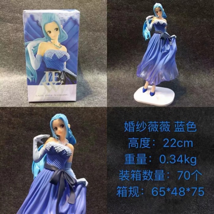 One Piece Wedding dress Vivi blue Beautiful girl Boxed Figure Decoration 22CM a box of 70