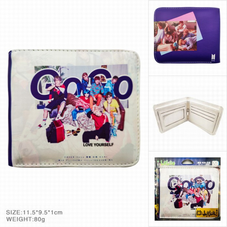 BTS Full color two fold wallet purse 11.5X9.5X1CM 80G HK148