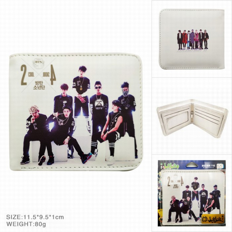 BTS Full color two fold wallet purse 11.5X9.5X1CM 80G HK149