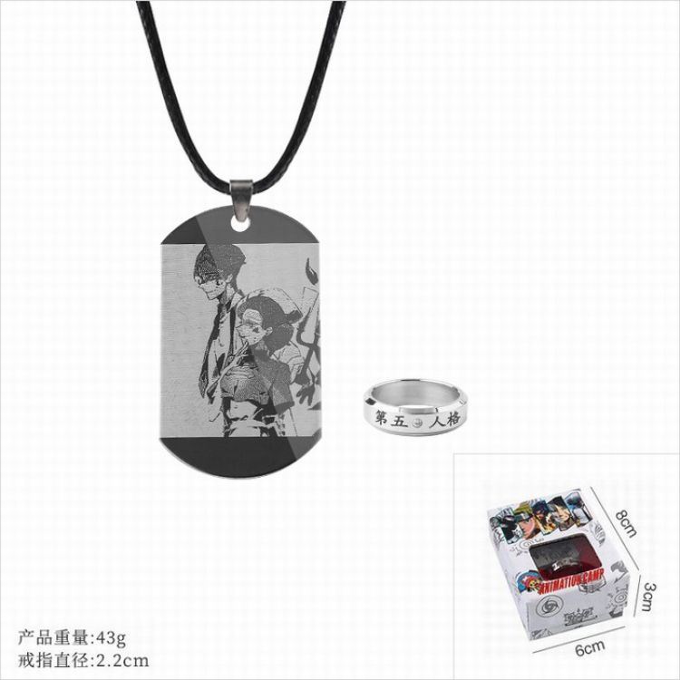 Identity V Ring and stainless steel black sling necklace 2 piece set style D