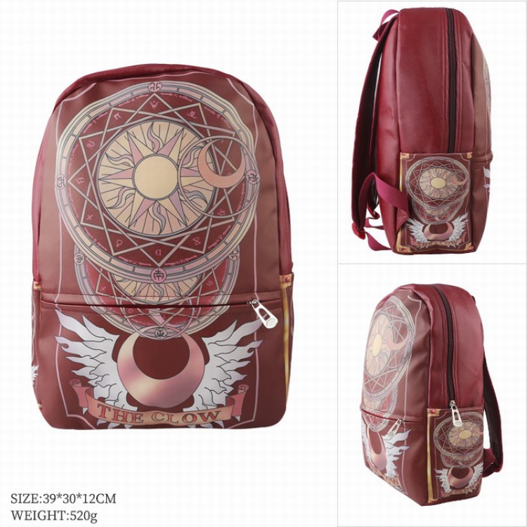 Card Captor Sakura Color full-color leather surface Fashion backpack 39X20X12CM style D