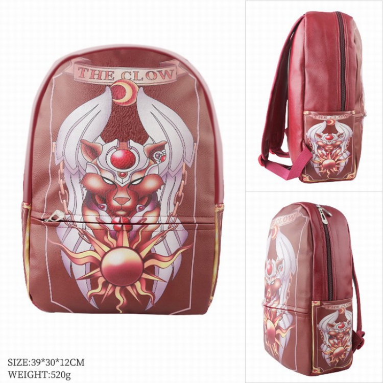 Card Captor Sakura Color full-color leather surface Fashion backpack 39X20X12CM style A