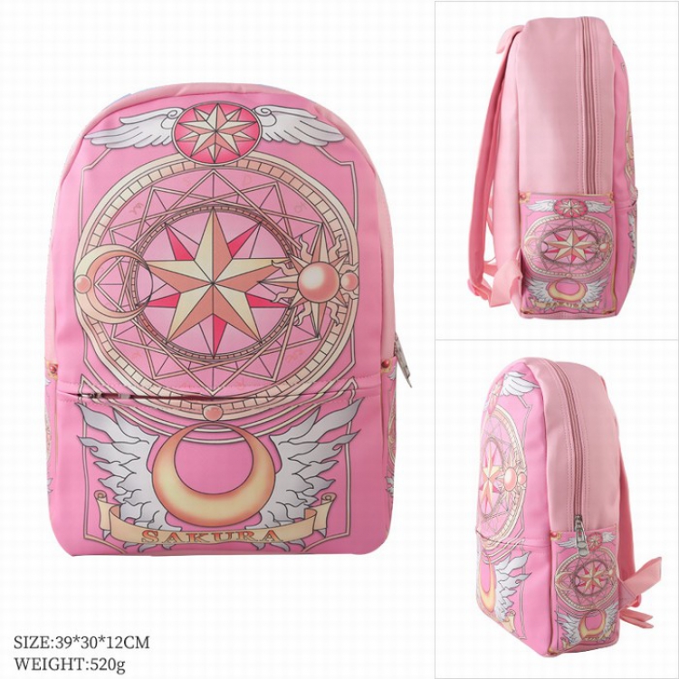 Card Captor Sakura Color full-color leather surface Fashion backpack 39X20X12CM style C