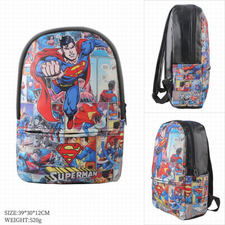 Superman Color full-color leather surface Fashion backpack 39X20X12CM