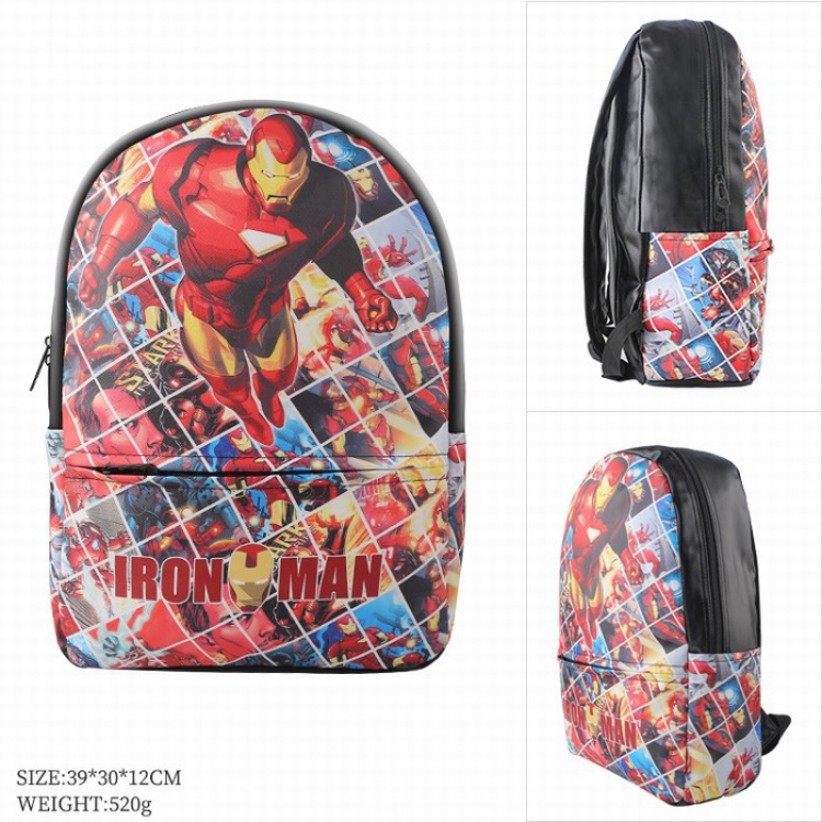 Iron Man Color full-color leather surface Fashion backpack 39X20X12CM