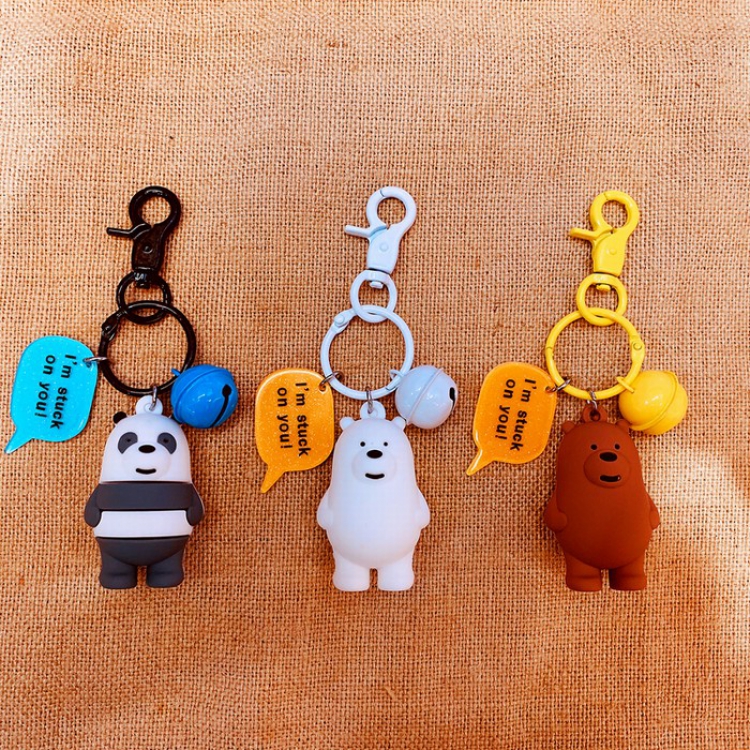 We Bare Bears Cartoon anime 3 models mixed batch Bell Keychain pendant price for 10 pcs