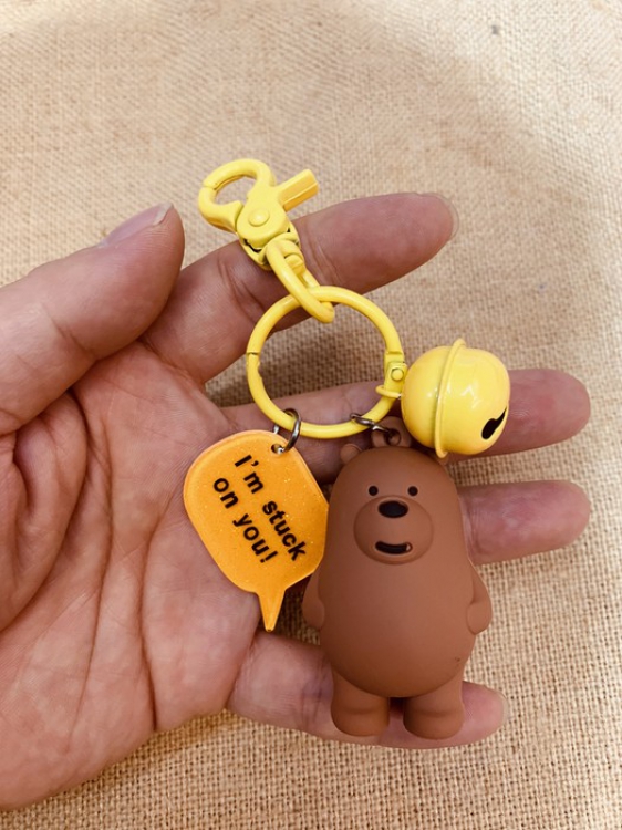 We Bare Bears Cartoon anime Brown bear Bell Keychain pendant price for 5 pcs