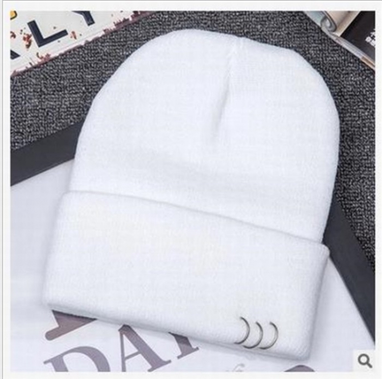 Personality hip hop knit hat Iron ring white price for 10 pcs