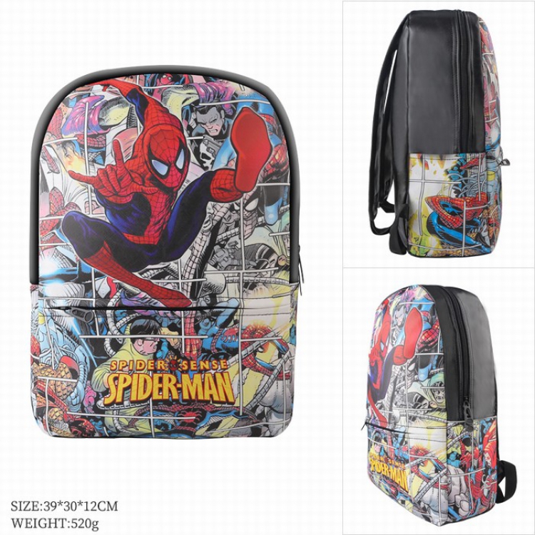 Spiderman Full color leather Fashion backpack bag Satchel 39X20X12CM