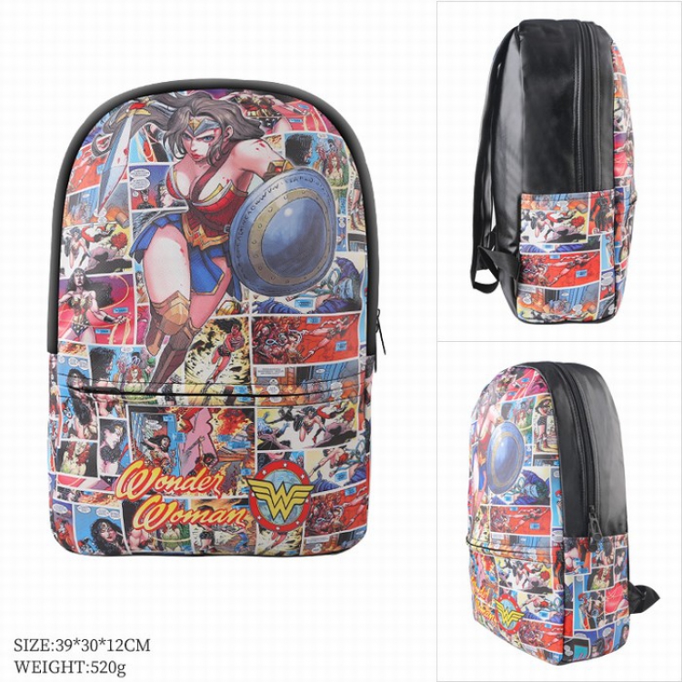 Wonder Woman Full color leather Fashion backpack bag Satchel 39X20X12CM