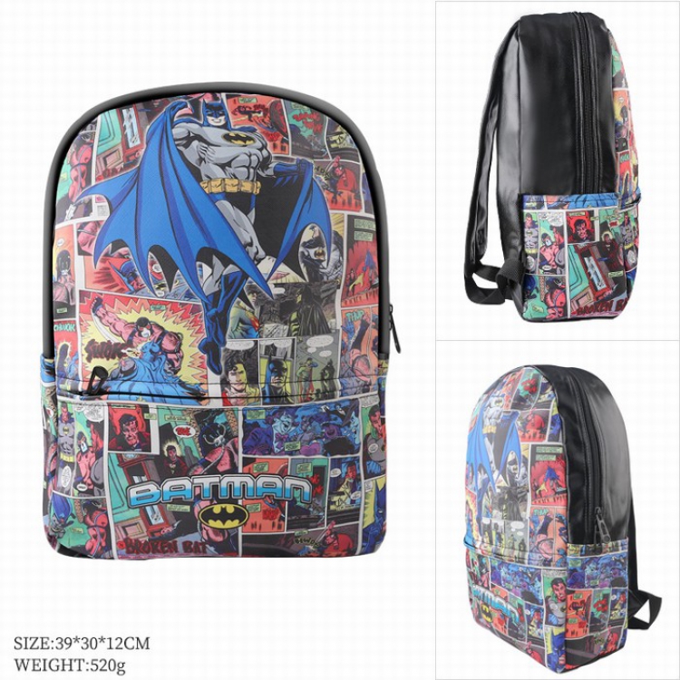 Batman Full color leather Fashion backpack bag Satchel 39X20X12CM