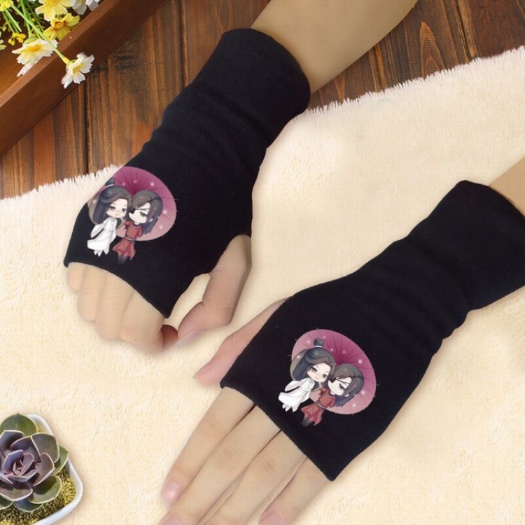 Heavenly Palace blessing Printing Black Half-finger Gloves Scrub bag