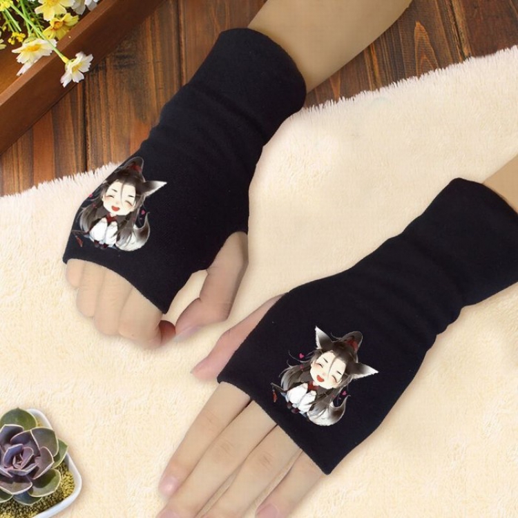 Fox demon little matchmaker Printing Black Half-finger Gloves Scrub bag