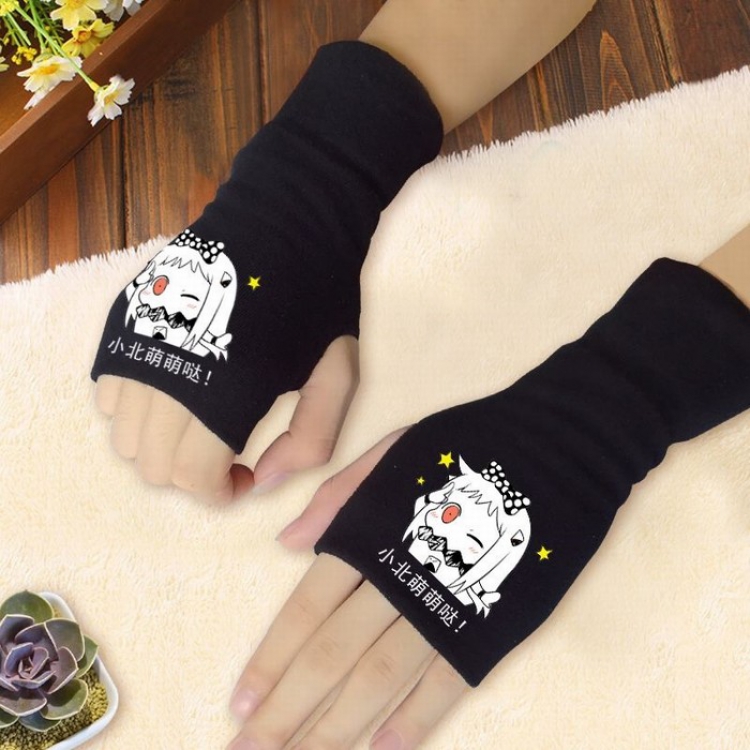 Kantai Collection Printing Black Half-finger Gloves Scrub bag Style C