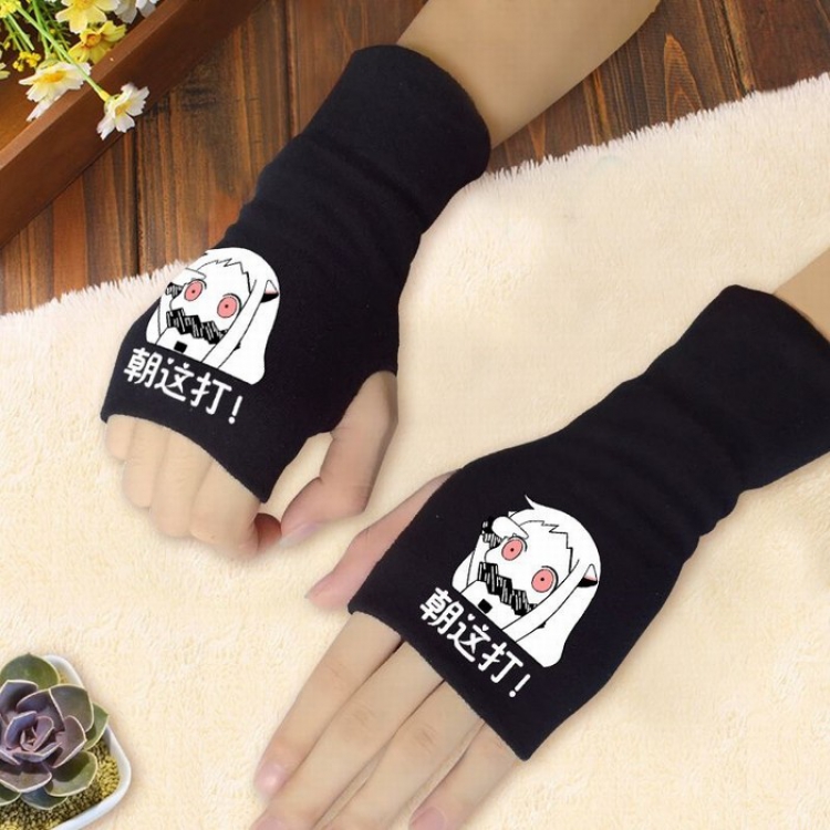 Kantai Collection Printing Black Half-finger Gloves Scrub bag Style B