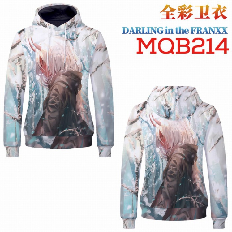 DARLING in the FRANXX Full Color Long sleeve Patch pocket Sweatshirt Hoodie 9 sizes from XXS to XXXXL MQB214