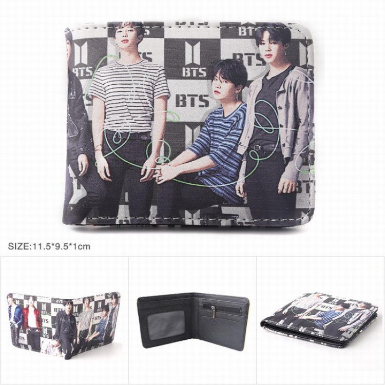 BTS Full color Twill two-fold short wallet Purse style A