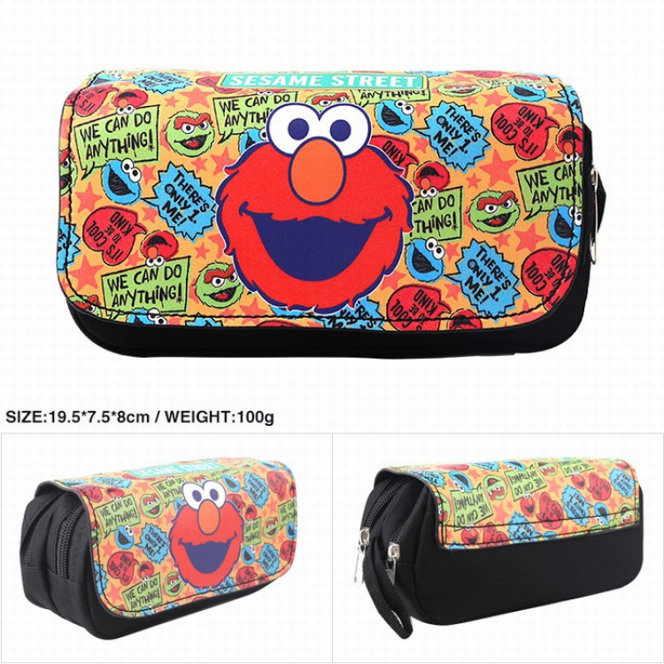 Sesame Street Double zippered leather Pencil Bag 19.5X7.5X8CM style B