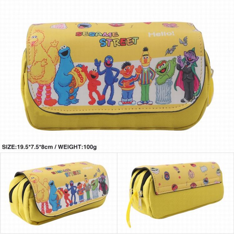 Sesame Street Double zippered leather Pencil Bag 19.5X7.5X8CM style D