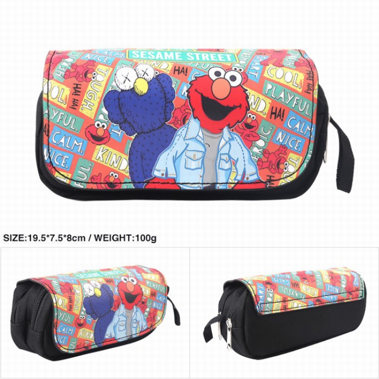 Sesame Street Double zippered leather Pencil Bag 19.5X7.5X8CM style A