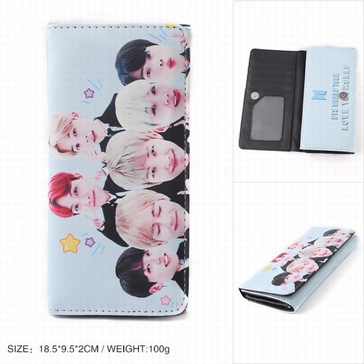 BTS Full color snap-on leather long wallet Purse Style A