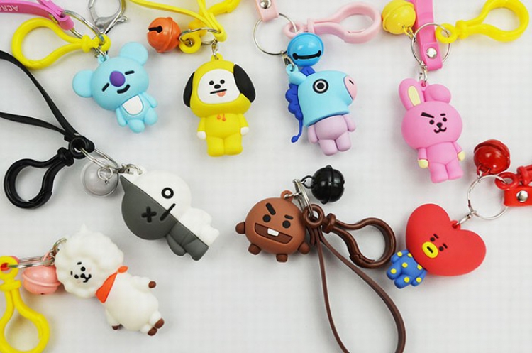 BTS BT21 8 models With bell Key Chain pendant price for 24 pcs Mixed batch