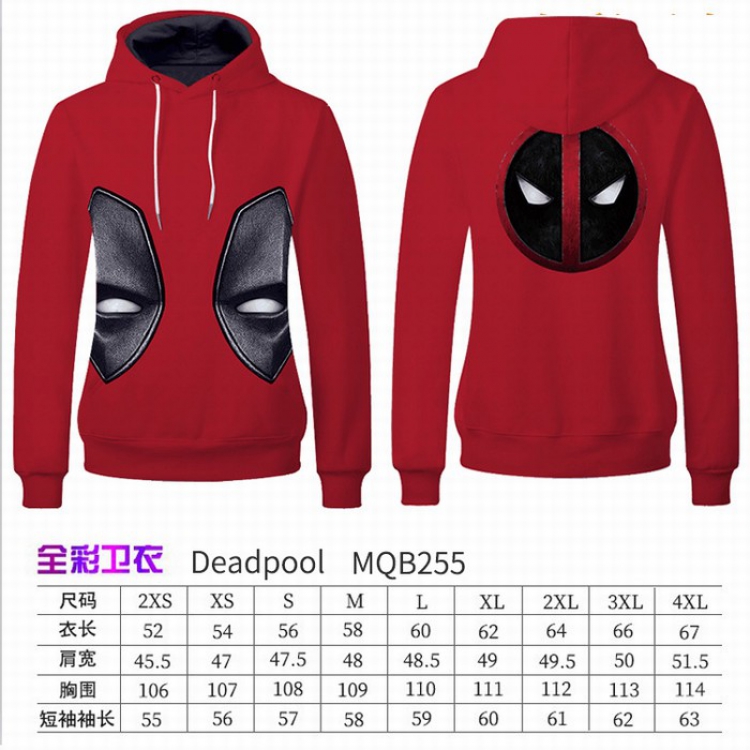 Deadpool Full Color Long sleeve Patch pocket Sweatshirt Hoodie 9 sizes from XXS to XXXXL MQB255